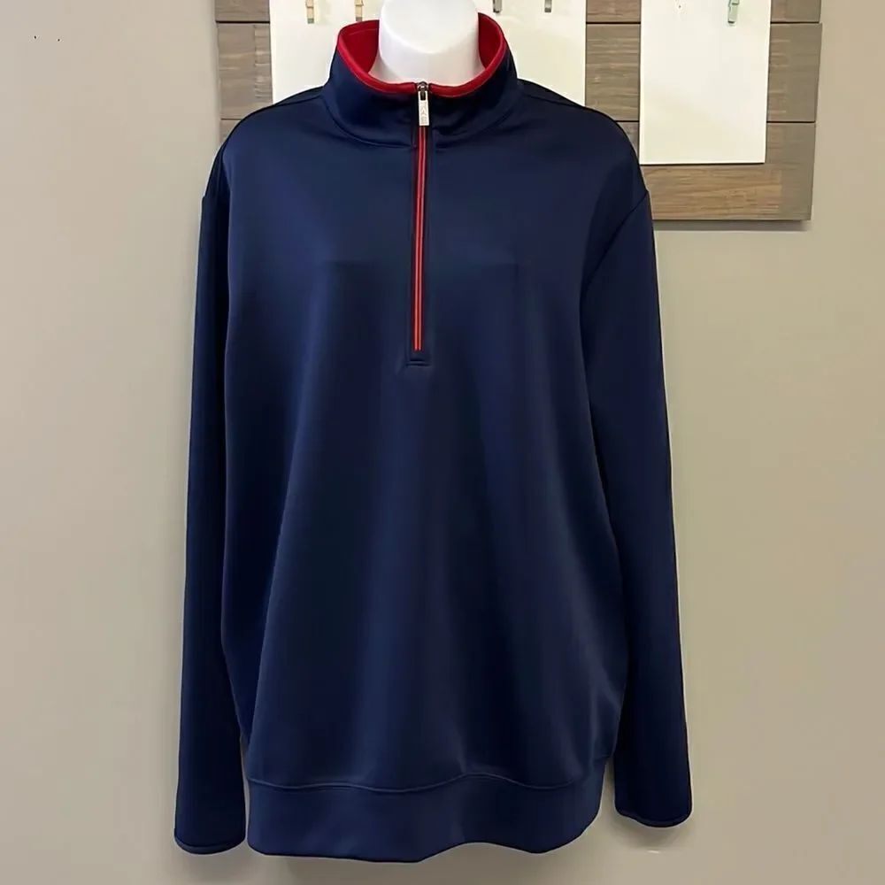 Antigua Men’s Navy Long Sleeve Mock Neck Golf Pullover- Large